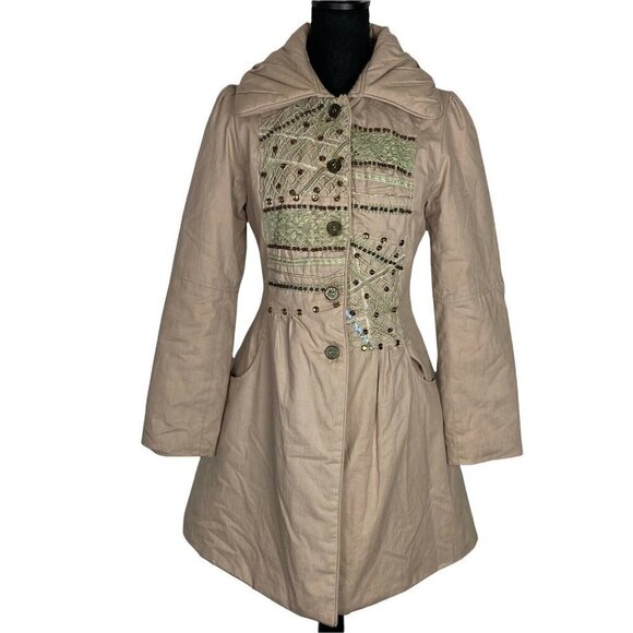 PINDAI Lady's Collection Button Up Coat Tan Juniors L C-7 - Picture 1 of 8